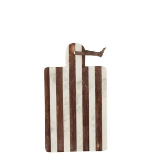 PLANK RECTANGULAR STRIPE MARBLE WHITE/BROWN SMALL