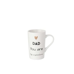 BOX OF 1 MUG "DAD" PORCELAIN WHITE/BLACK