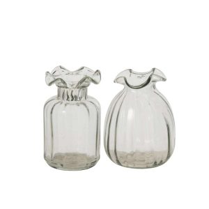 VASE GLASS TRANSPARENT ASSORTMENT OF 2