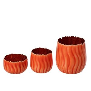 SET OF 3 TEALIGHT HOLDER IRON ORANGE