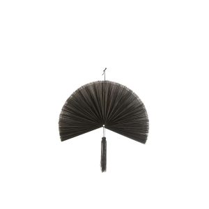 WALL DECORATION FAN+TASSEL BLACK SMALL