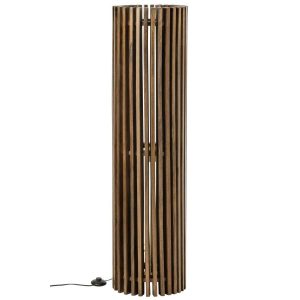 FLOOR LAMP RIBBED MANGO WOOD DARK BROWN