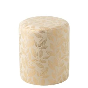 POUFFE LEAVES MDF ECRU/GOLD