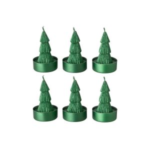 BOX OF 6 CANDLE PINE TREE PARAFFIN GREEN