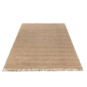 RUG RECTANGLE+FRINGES COTTON/POLYESTER DARK BEIGE