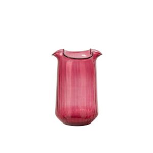VASE WAVY CYLINDER GLASS FUCHSIA MEDIUM