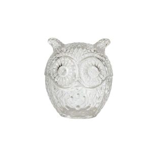 JAR DECORATIVE OWL GLASS TRANSPARENT