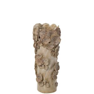 VASE MUSHROOMS CYLINDER STONEWARE ECRU/BEIGE SMALL
