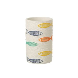 FLOWERPOT FISH ROUND CEMENT MULTICOLORED LARGE