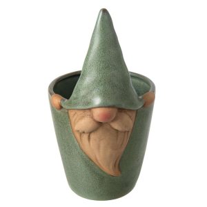 FLOWERPOT GNOME STONEWARE GREY-GREEN LARGE