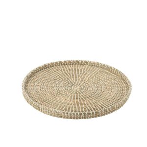 TRAY ROUND SEAGRASS/PLASTIC NATURAL/WHITE