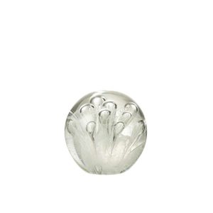 PAPERWEIGHT BUBBLES GLASS WHITE MEDIUM