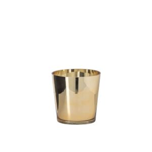 CANDLE HOLDER GLASS GOLD SMALL