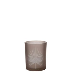 HURRICANE PALM LEAF GLASS BEIGE MEDIUM