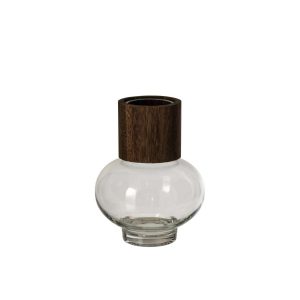 VASE JIM GLASS DARK BROWN/TRANSPARENT SMALL