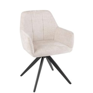 DINING CHAIR LOUNA SWIVEL BACK IRON ECRU