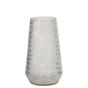 VASE RELIEF GLASS TRANSPARENT LARGE