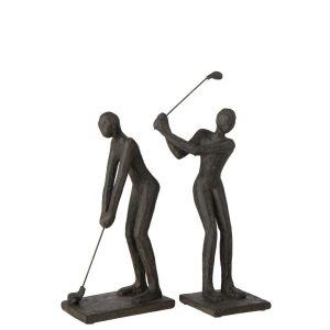 GOLFER POLYRESIN BLACK ASSORTMENT OF 2