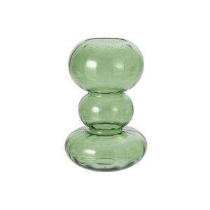 VASE BUBBLE ROUND GLASS GREEN LARGE