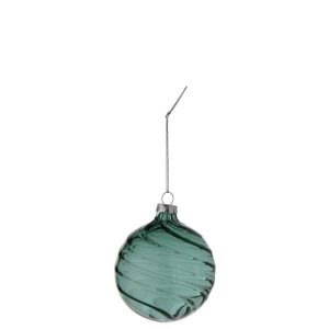 CHRISTMAS BAUBLE RIBBED GLASS DARK GREEN SMALL
