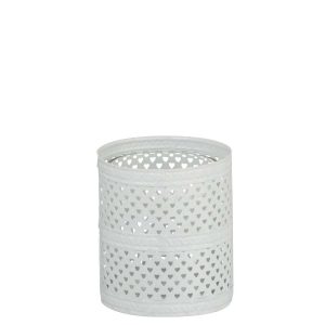 TEA-LIGHT HOLDER GLITTER METAL WHITE SMALL 9X7CM