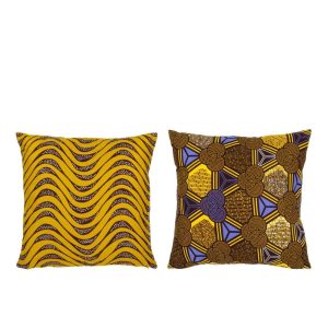 CUSHION PATTERN CURVES/ROUNDS FABRIC MIX ASSORTMENT OF 2