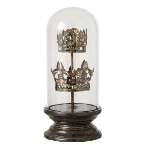 DECORATIVE BELL JAR CROWN POLYRESIN BRONZE/BLACK
