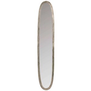 MIRROR OVAL ALUMINIUM/GLASS ANTIQUE GREY LARGE