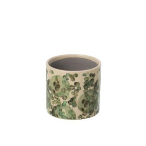 FLOWERPOT CERAMIC DARK GREEN/ECRU SMALL