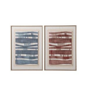 PAINTING CANVAS DARK BLUE/RUST BROWN ASSORTMENT OF 2