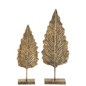 SET OF 2 LEAF IRON BRASS MEDIUM