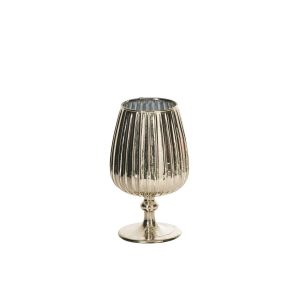 CANDLE HOLDER CHROME GLASS GOLD