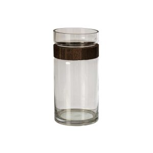 VASE CYLINDER GLASS DARK BROWN/TRANSPARENT LARGE