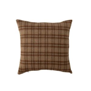 CUSHION CHECKERED POLYESTER CAMEL/BROWN