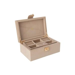 JEWELLERY BOX STORAGE COMPARTMENTS VELVET BEIGE