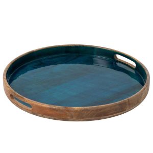 TRAY MANGO WOOD PETROL/NATURAL