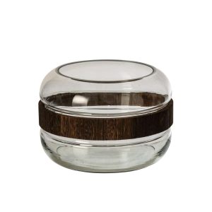 VASE CIRCLE GLASS DARK BROWN/TRANSPARENT