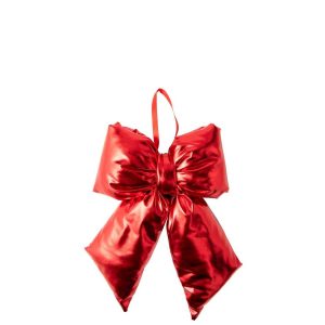 HANGER BOW SHINY VELVET CHRISTMAS RED MEDIUM
