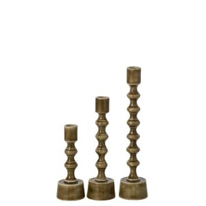 SET OF 3 CANDLE HOLDER ALUMINIUM OLIVE