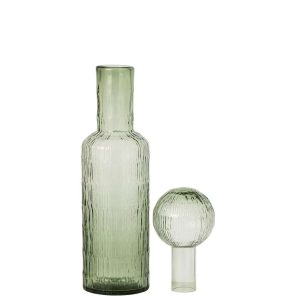 BOTTLE RIBBED GLASS GREEN LARGE