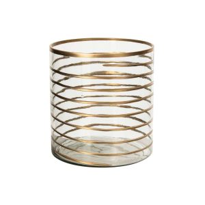 CANDLE HOLDER GLASS GOLD/TRANSPARENT EXTRA LARGE
