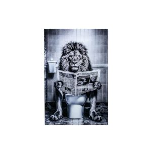 WALL DECORATION LION GLASS BLACK/WHITE