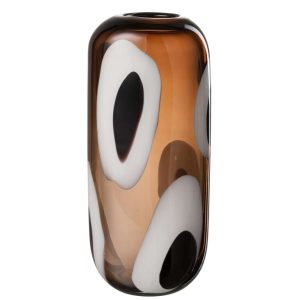 VASE IZZY GLASS WHITE/BROWN LARGE