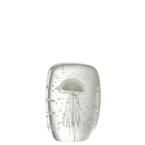 PAPERWEIGHT CALYPSO TRIANGLE GLASS TRANSPARENT/GREEN SMALL