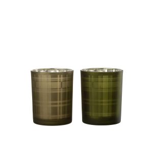HURRICANE RECTANGLES GLASS GREEN MEDIUM ASSORTMENT OF 2