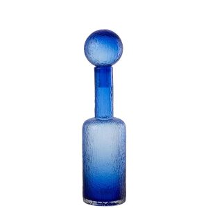 BOTTLE DECORATIVE RELIEF GLASS BLUE MEDIUM