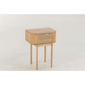 NIGHT TABLE ROUNDED MDF/PINE WOOD NATURAL