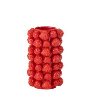 VASE STRAWBERRIES COVER CERAMIC RED