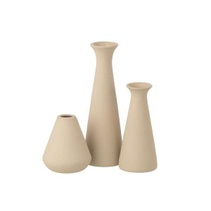 SET OF 3 VASE SOLIFLORE PORCELAIN BEIGE