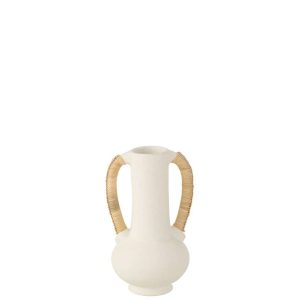 VASE AMPHORA LEO TERRACOTTA WHITE/NATURAL
